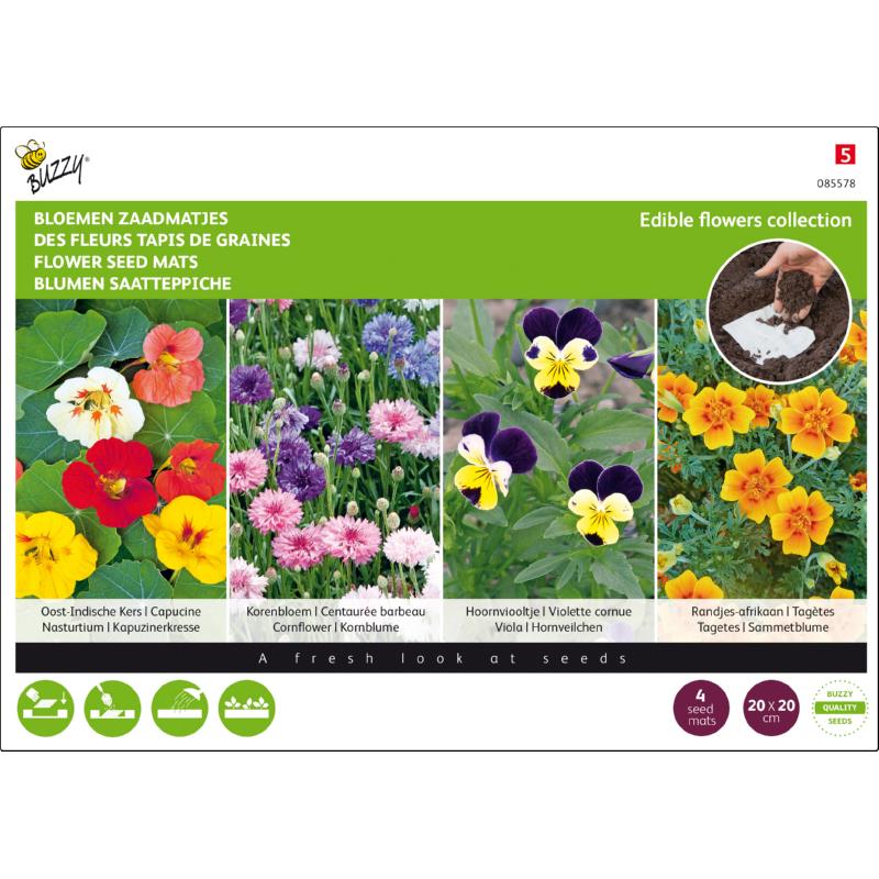 Spiselige Blomster 4 Slags - Såmåtte