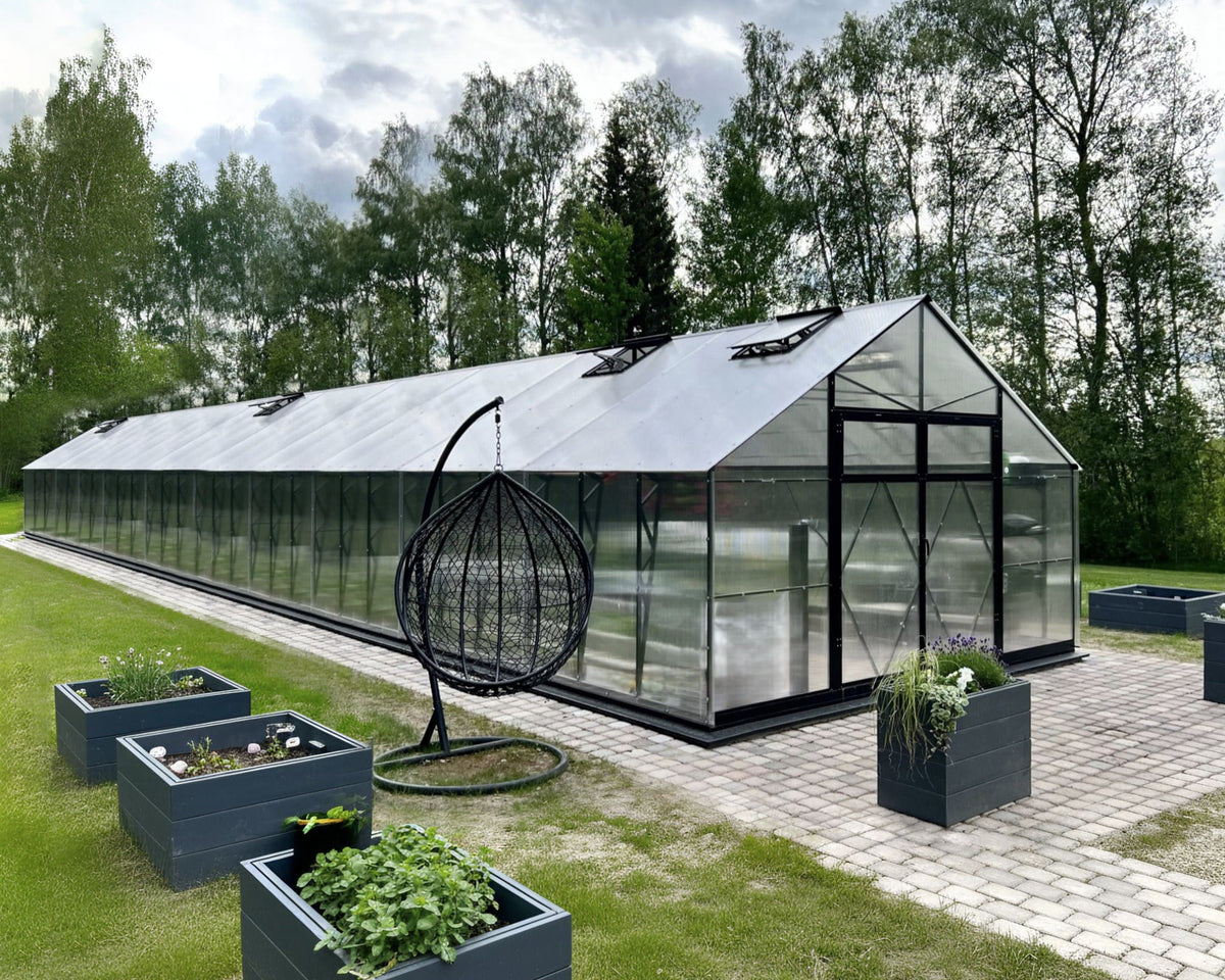 ECOSlider House LUX Black - 4 meter bred - 6 mm Polycarbonat