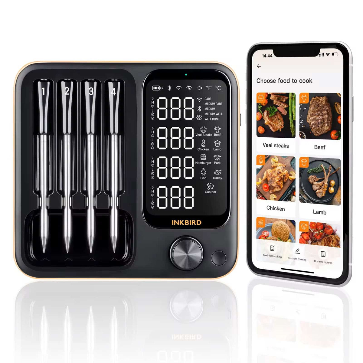 INKBIRD Trådløs BBQ Thermometer 4 Prober BT og WIFI