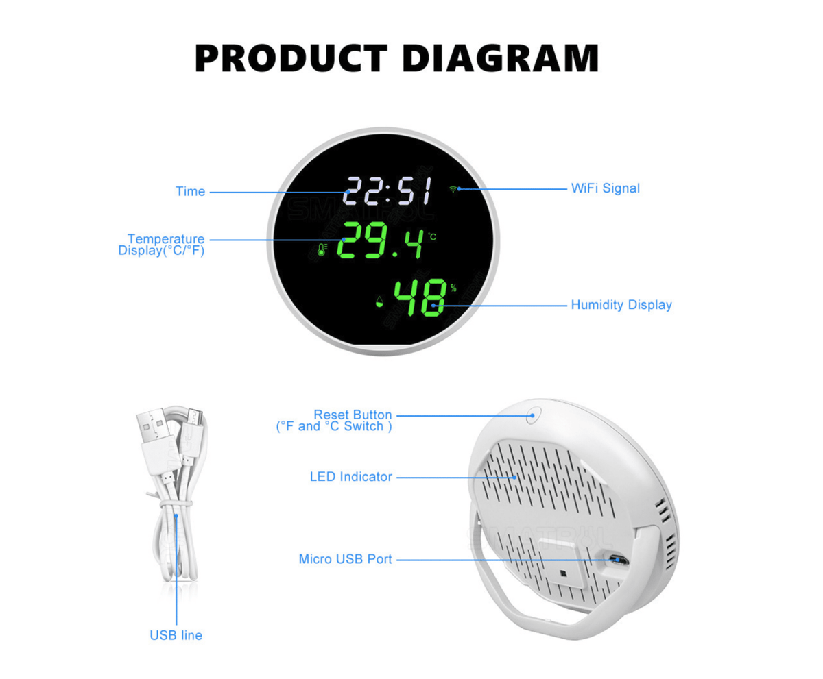Smart WIFI Termo- og hygrometer