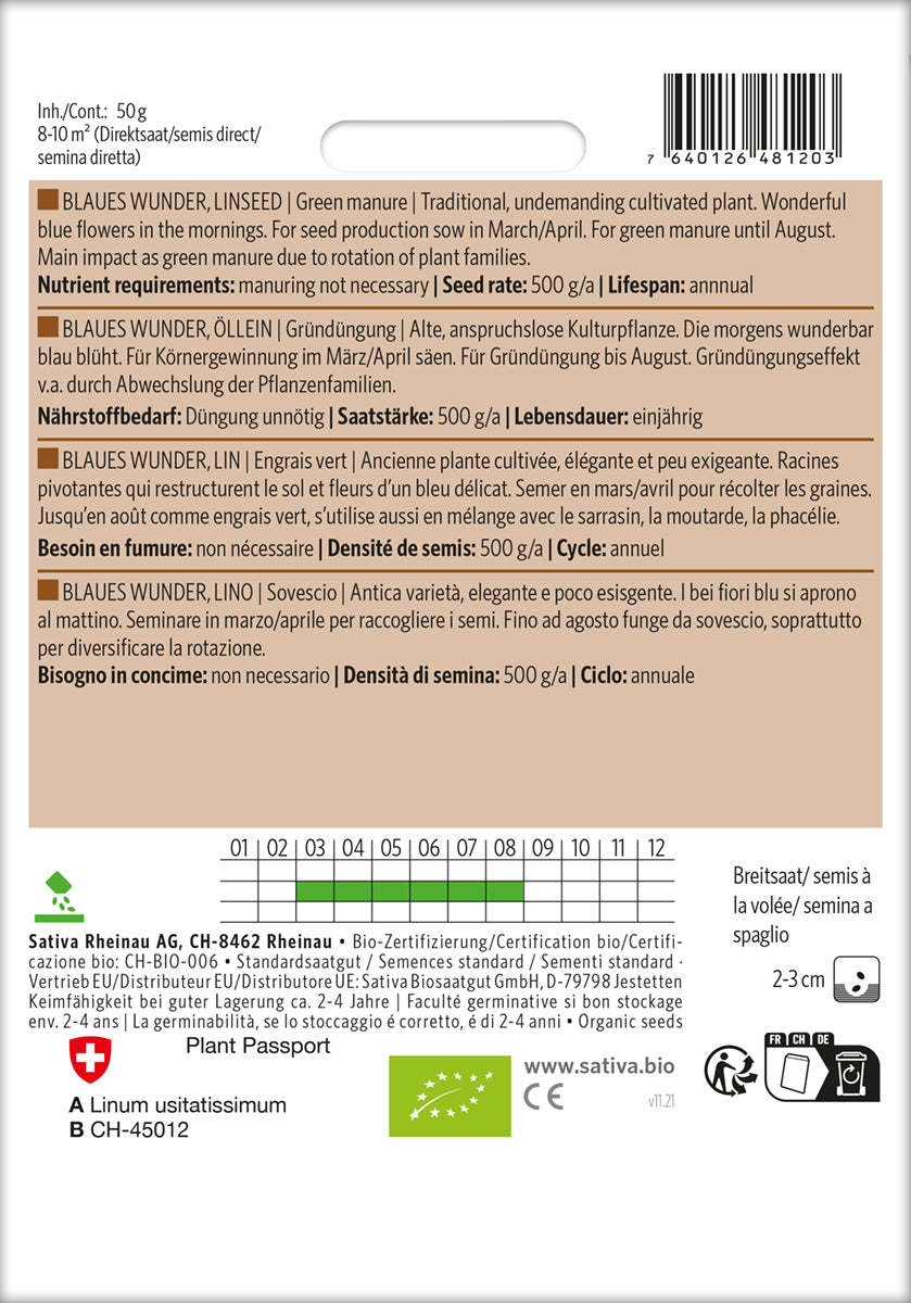 Almindelig Hør - Linum usitatissimum - ØKO
