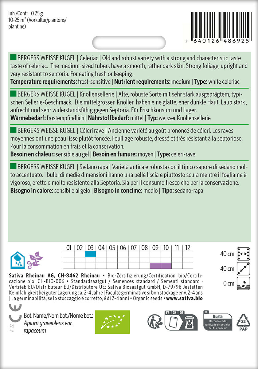 Knoldselleri - Bergers weisse kugel - ØKO