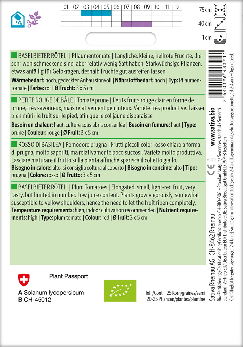 Tomat - BASELBIETER RÖTELI - ØKO